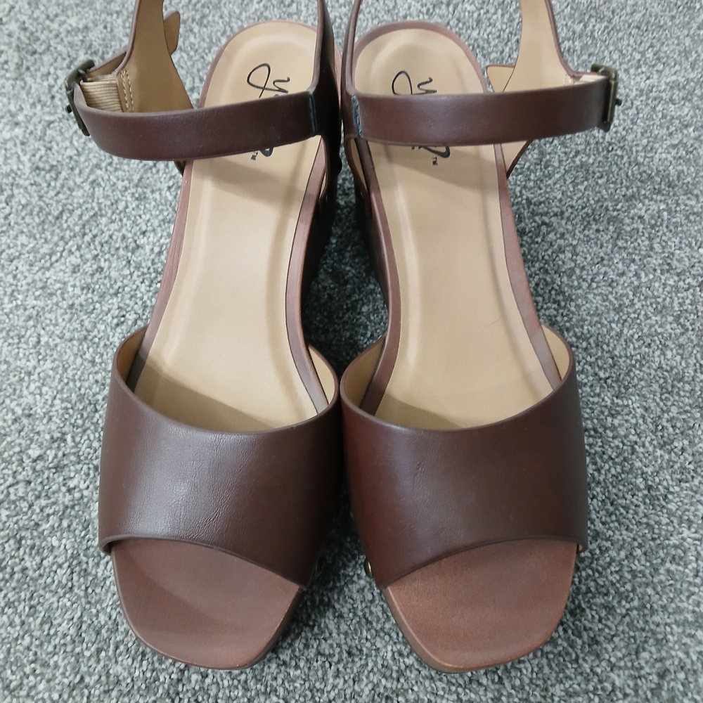 Brown Leather Women's Wedges